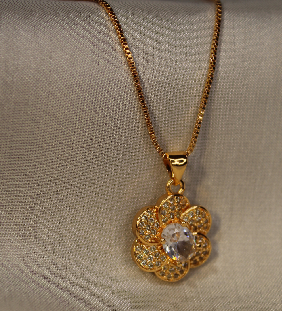 Floral Locket Shiny Metallic