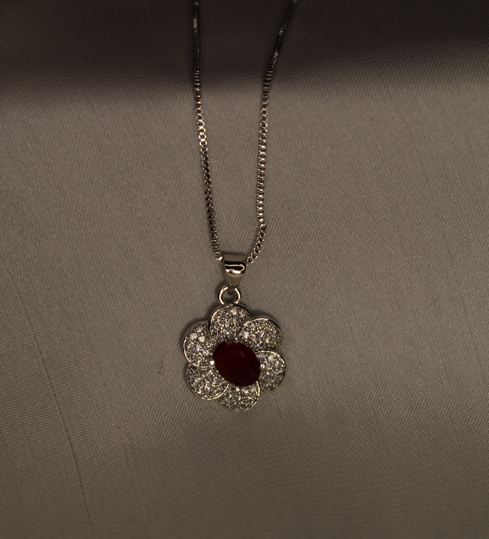 Floral Locket Mehroon metallic