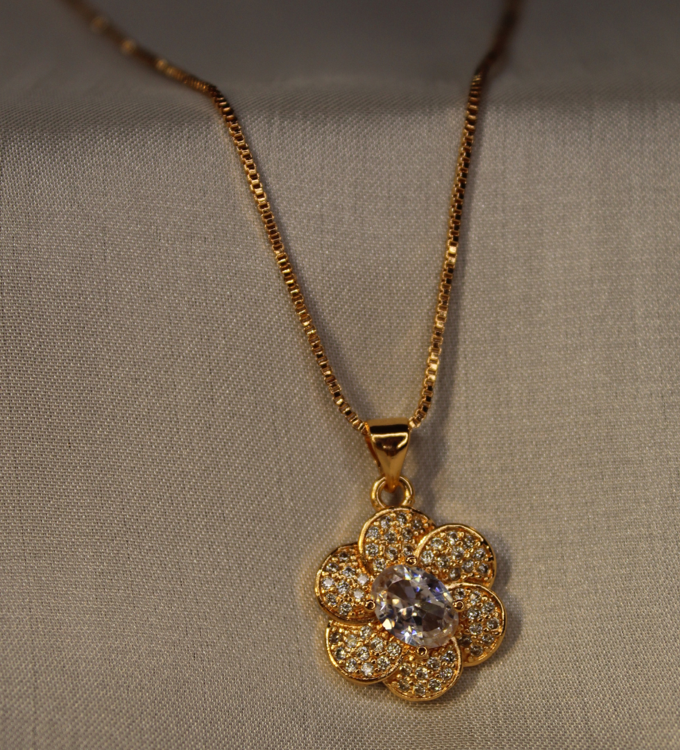 Floral Locket Shiny Metallic