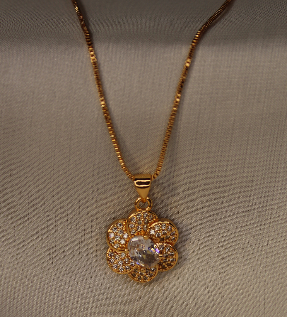 Floral Locket Shiny Metallic