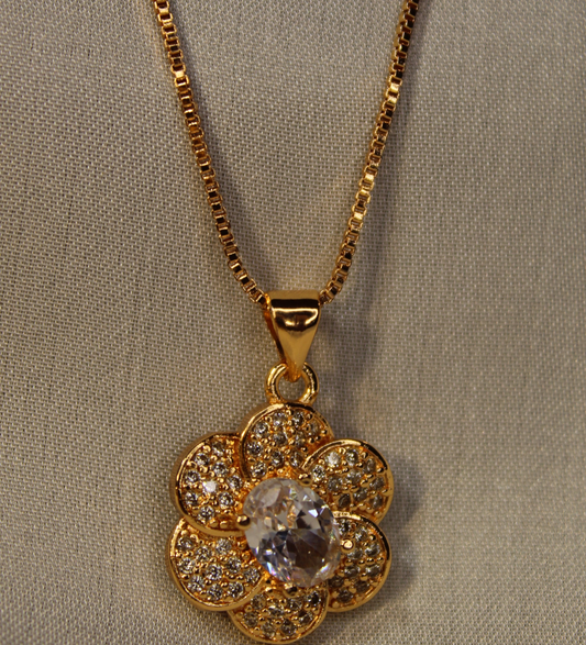 Floral Locket Shiny Metallic