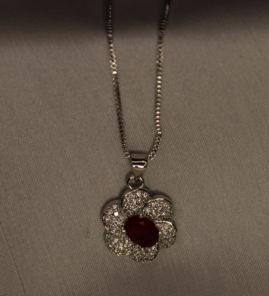 Floral Locket Mehroon metallic